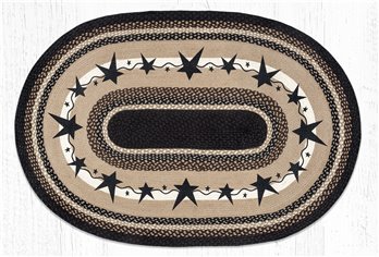 Primitive Stars Black Oval Braided Rug 3'x5'