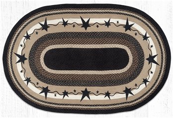 Primitive Stars Black Oval Braided Rug 5'x8'