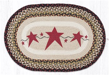 Primitive Stars Burgundy Oval Braided Rug 20"x30"