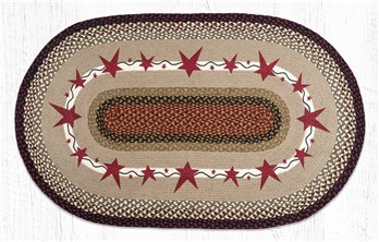 Primitive Stars Burgundy Oval Braided Rug 27"x45"