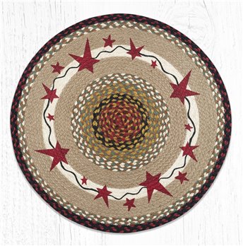 Primitive Stars Burgundy Round Braided Rug 27"x27"