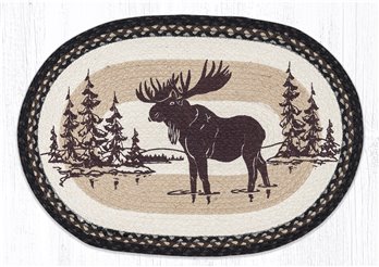 Moose Silhouette Oval Braided Rug 20"x30"