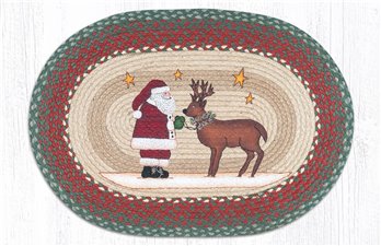 Santa Reindeer Oval Braided Rug 20"x30"