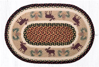 Moose/Pinecone 2 Oval Braided Rug 20"x30"