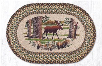 Moose Forest Oval Braided Rug 20"x30"