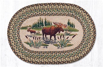 Moose Wading Oval Braided Rug 20"x30"
