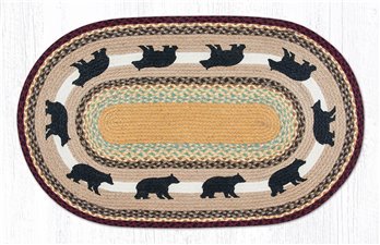 Cabin Bear Oval Braided Rug 27"x45"