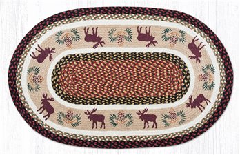 Moose/Pinecone Oval Braided Rug 27"x45"