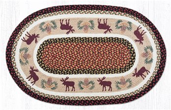 Moose/Pinecone Oval Braided Rug 27"x45"