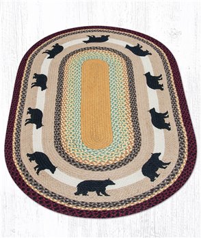 Cabin Bear Oval Braided Rug 3'x5'