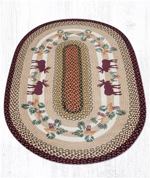 Moose/Pinecone Oval Braided Rug 3'x5'