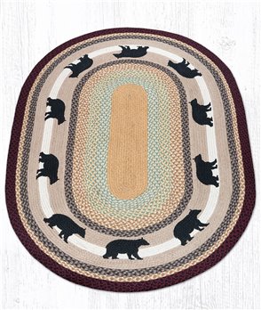 Cabin Bear Oval Braided Rug 4'x6'