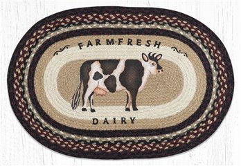 Farmhouse Cow Oval Braided Rug 20"x30"