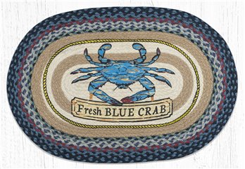 Fresh Blue Crab Oval Braided Rug 20"x30"
