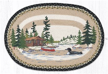 Loon on Lake Oval Braided Rug 20"x30"