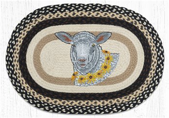 Flower Lamb Oval Braided Rug 20"x30"