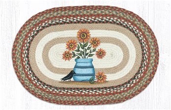 Sunflowers in Crock Oval Braided Rug 20"x30"