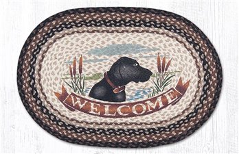 Welcome Dog Oval Braided Rug 20"x30"