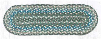 Sage/Ivory/Settlers Blue Oval Braided Stair Tread 27"x8.25"