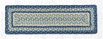 Breezy Blue/Taupe/Ivory Rectangle Braided Stair Tread 27"x8.25"