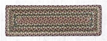 Olive/Burgundy/Gray Rectangle Braided Stair Tread 27"x8.25"