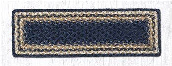 Lt. Blue/Dk. Blue/Mustard Rectangle Braided Stair Tread 27"x8.25"