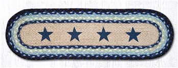 Blue Stars Oval Braided Stair Tread 27"x8.25"