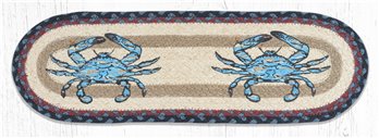 Fresh Blue Crab Oval Braided Stair Tread 27"x8.25"