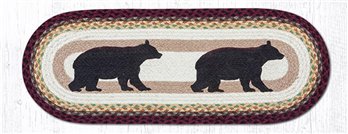 Cabin Bear Oval Braided Table Runner 13"x36"