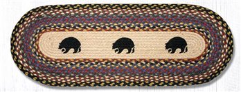 Black Bears Oval Braided Table Runner 13"x36"