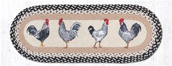 Roosters Oval Braided Table Runner 13"x36"
