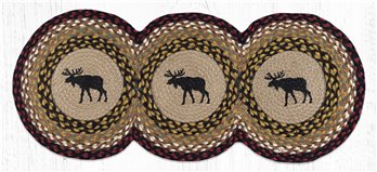 Black Moose Printed Braided Tri Circle Runner 15"x36"