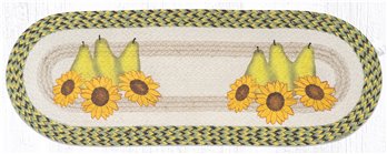 Pears & Sunflowers Oval Braided Table Runner 13"x36"