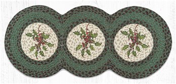 Holly Printed Braided Tri Circle Runner 15"x36"