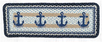 Navy Anchor Rectangular Printed Braided Table Runner 13"x36"