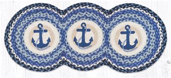 Navy Anchor Printed Braided Tri Circle Runner 15"x36"