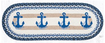 Navy Anchor Oval Braided Table Runner 13"x36"