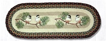 Chickadee Oval Braided Table Runner 13"x36"