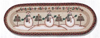 Moon & Star Snowman Oval PBraided Table Runner 13"x36"