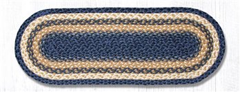 Lt. Blue/Dk. Blue/Mustard Jute Braided Table Runner 13"x36"