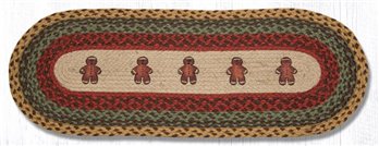 Gingerbread Man Oval Braided Table Runner 13"x36"