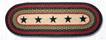 Black Stars Oval Braided Table Runner 13"x36"