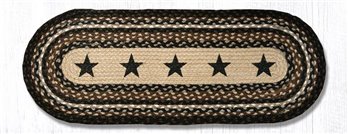 Black Stars Oval Braided Table Runner 13"x36"