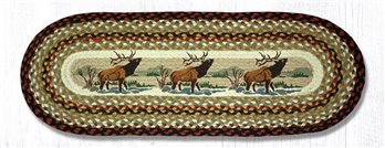 Winter Elk Oval Braided Table Runner 13"x36"