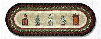 Winter Village Oval Braided Table Runner 13"x36"