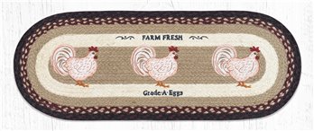 Farmhouse Chicken Oval Braided Table Runner 13"x36"