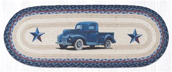 Blue Truck Oval Braided Table Runner 13"x36"