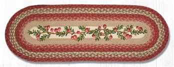 Cranberries Oval Braided Table Runner 13"x36"