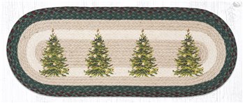 Christmas Tree Oval Braided Table Runner 13"x36"