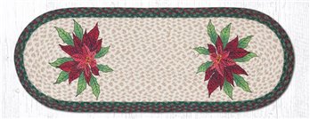 Poinsettias Oval Braided Table Runner 13"x36"